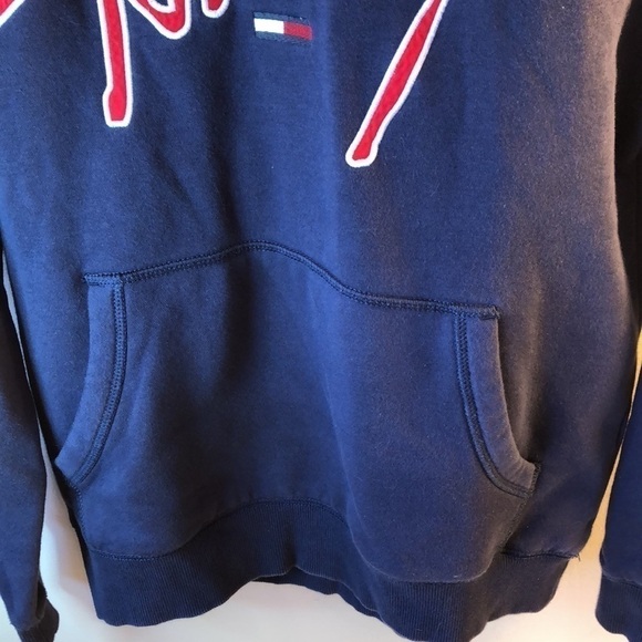 Tommy Hilfiger Denim Navy Tommy Pullover Hoodie Size Small Loungewear Kangaroo - Picture 12 of 16